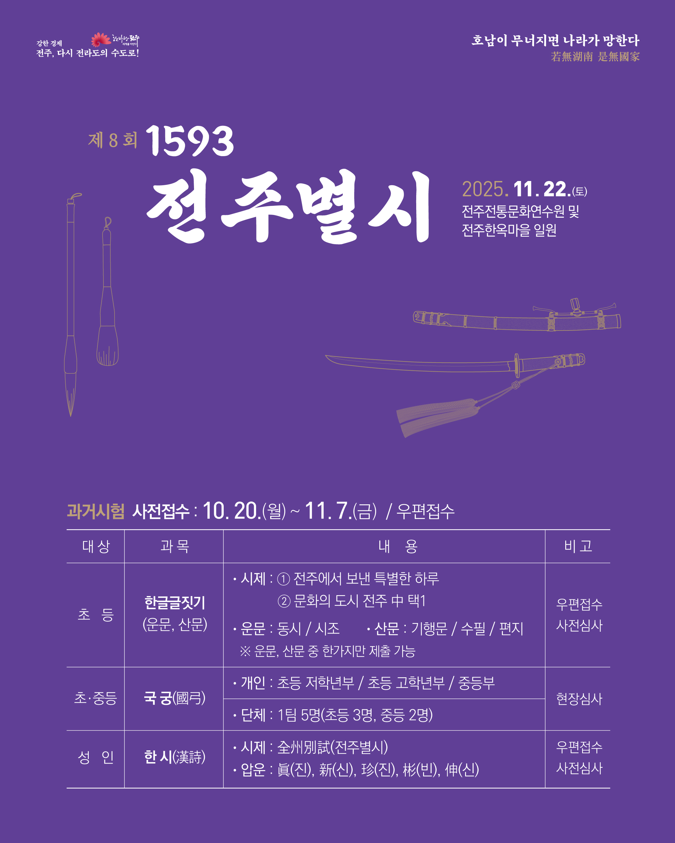 제8회 1593 전주별시 과거시험 참여자 모집