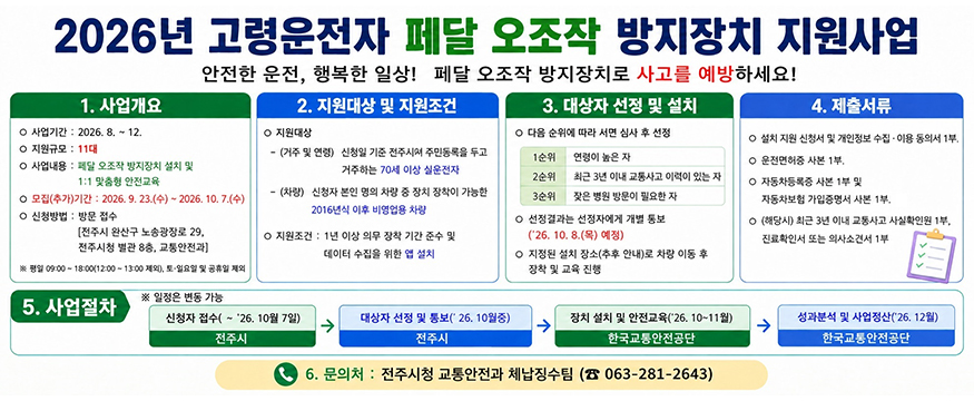 2026년 고령운전자 페달 오조작 방지장치 지원사업