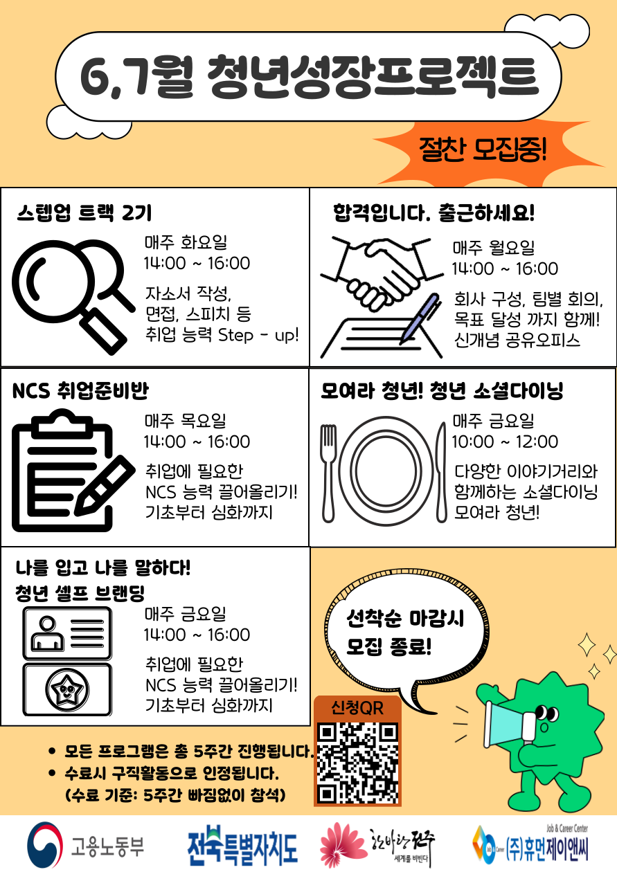 [휴먼제이엔씨] 6·7월 청년성장프로젝트 참여자 모집 안내